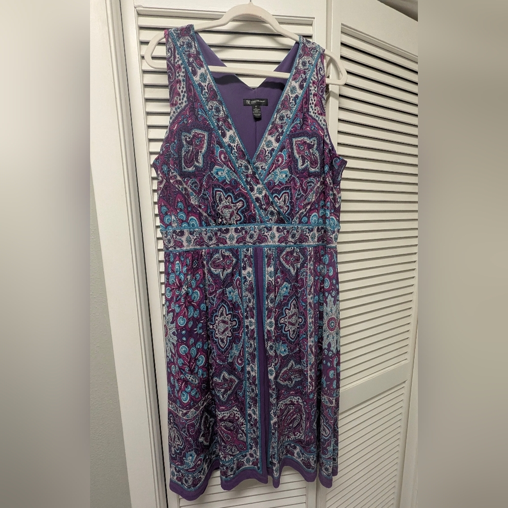 INC International Concepts Purple and Blue Paisley Midi Dress